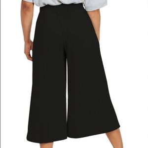 Black Women's Small Relaxed Wide Leg Cullotes Pants Capri Cropped High Rise EUC
